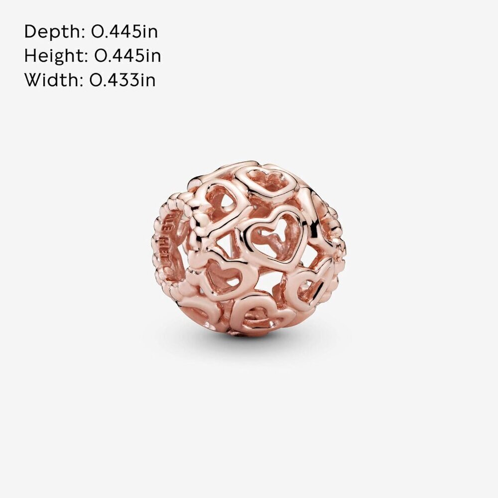 Hearts All Over Charm Rose Gold-Plated for Bracelets Unisex Gift for Her - Picture 6 of 6